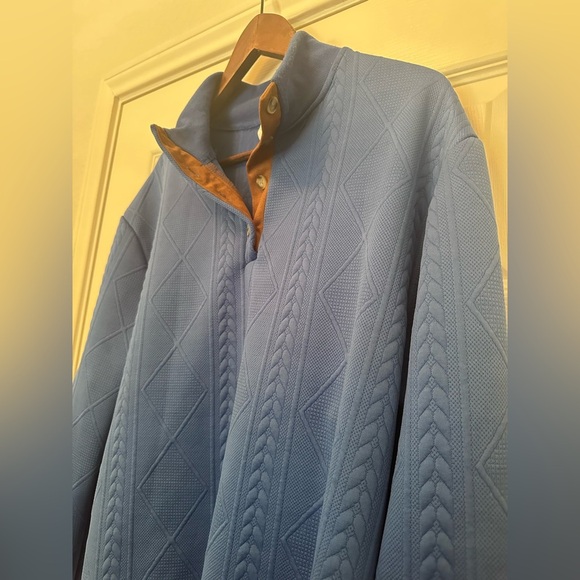 Men's Casual Sweatshirt w Elbow Patches, Button-Up Collar, Royal Blue, Small - Picture 5 of 7